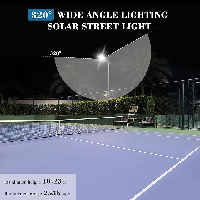 10000W Solar Street Lights, 7000K Solar Lights Outdoor Motion Sensor, Commercial Parking Lot Light Dusk to Dawn, 320° Wide Angle Solar Street Lights Outdoor IP66 Waterproof for Yard(1 Pack)