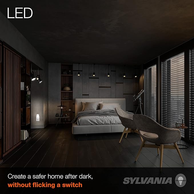 LEDVANCE Sylvania LED Mini Automatic Plug-in Night Light with Sensor, Motion Activated, Dusk to Dawn, Warm White, Plug-in Type - 1 Pack (64988)