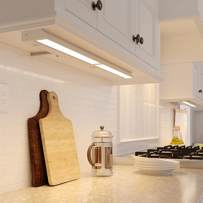 GETINLIGHT 40-inch Swivel LED Under Cabinet Lights, Glass Lens, Selectable White 2700K/4000K/5000K, Dimmable with Wall Dimmers, White Finish, IN-0202-5-WH