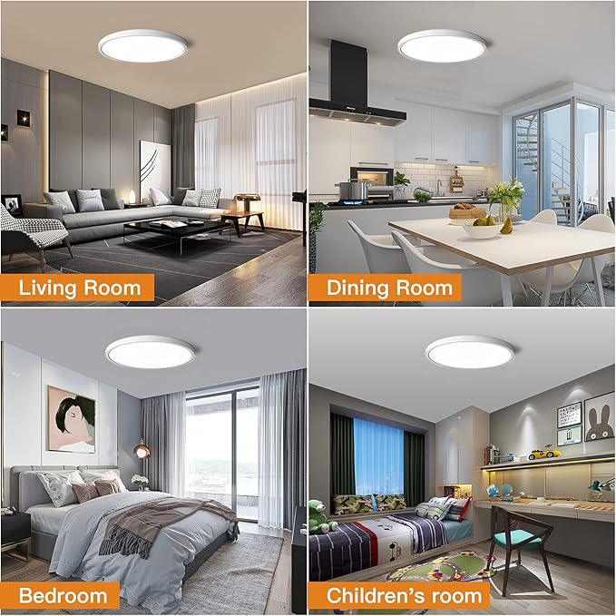 TALOYA Dimmable Flush Mount Ceiling Light,15.8Inch,24W,5 CCT,LED Ceiling Light Fixture for Bedroom,Kitchen,Living Room,White - Aura Lighting