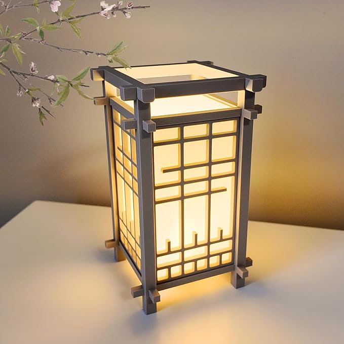 Japanese Shoji Style Lantern - Exquisite Japanese Decor for Home and Room | Unique Desk Lamp and Table Lamp Design | Mini Japanese Lantern Transforms Any Space (Ivory White (9in Tall))