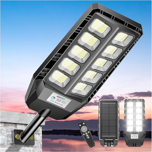 CEDIO Solar Light Outdoor, Dusk to Dawn Solar Street Lights Outdoor IP66 Waterproof LED Security Flood Lights Motion Sensor with Remote Control for Yard Garage Porch (6500K-1PACK)