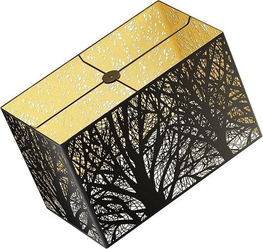 Rectangular Metal lamp cover, Large Lampshade,bell lamp shades with for table lamps, lamp shades for floor lamps,Fits Living Room Bedroom 8" x14" x 9"(Spider) (Black & Gold)