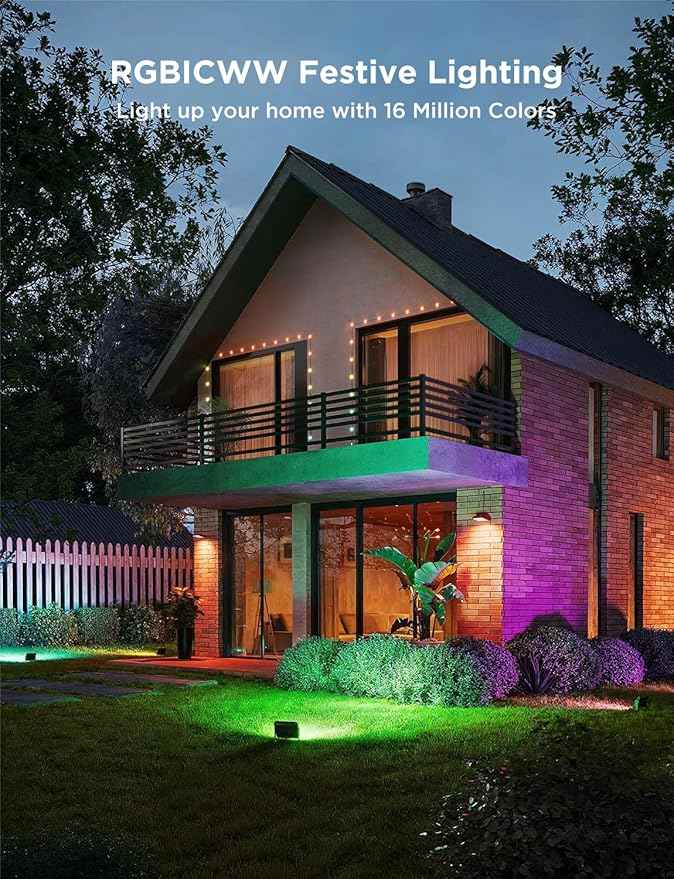 Govee Outdoor Flood Lights 2, RGBIC Warm Cold White LED Lights for Outdoor Decorations, 50 Scene Modes, Landscape Lighting, Upgraded IP66 with App Control, Wired 6 Pack
