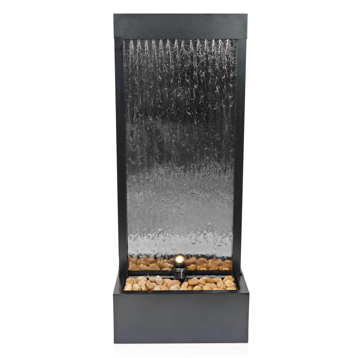 Mirror Waterfall Fountain with Stones & Lights