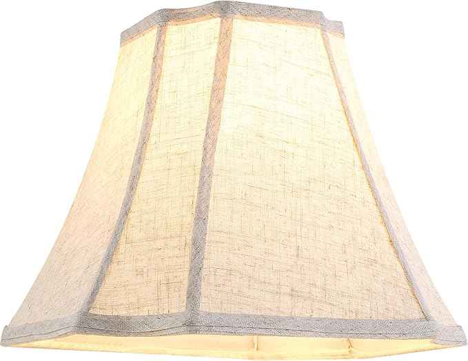 GO&S0 13.2 lnch Beige Oatmeal Lamp Shade,Square Cut Comer Lampshade for Floor and Table Lamps-6.5x13.2x10.6".Natural Linen, Traditional Shade.Handcrafted, Easy Assembly Required (Set of 1)