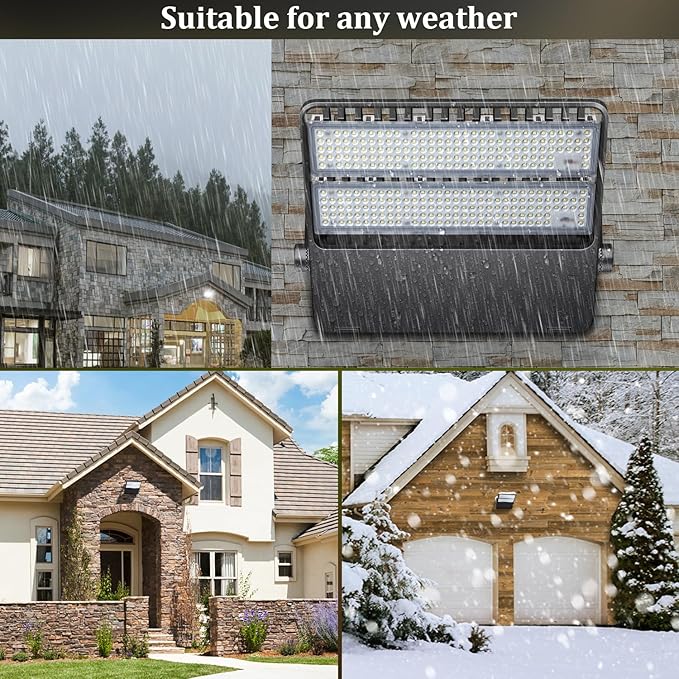 240W LED Stadium Flood Lights Outdoor 36000LM Super Bright Yoke Wall Mount Parking Lot floodlights 5000K 100V-277V Commercial IP65 Waterproof 240 Watt Shoebox Barn Lamp for Arena Court