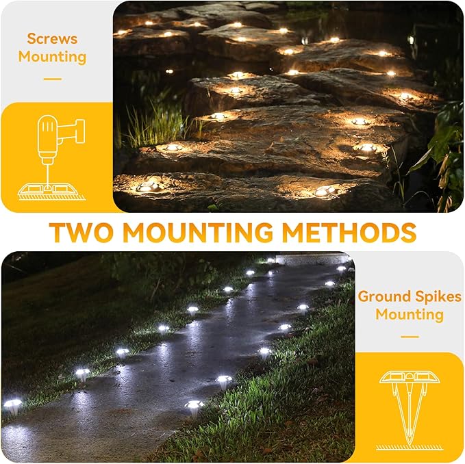 AGPTEK Solar Driveway Lights 24 Pack, 2 Colors in 1 Outdoor Solar Deck Dock Marine Waterproof LED Driveway Marker Security Lights for Outside Pathway,Boat Dock,Step,Walkway,Path,Garden