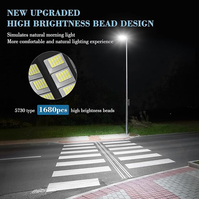 10000W Solar Street Lights, 7000K Solar Lights Outdoor Motion Sensor, Commercial Parking Lot Light Dusk to Dawn, 320° Wide Angle Solar Street Lights Outdoor IP66 Waterproof for Yard(2 Pack)
