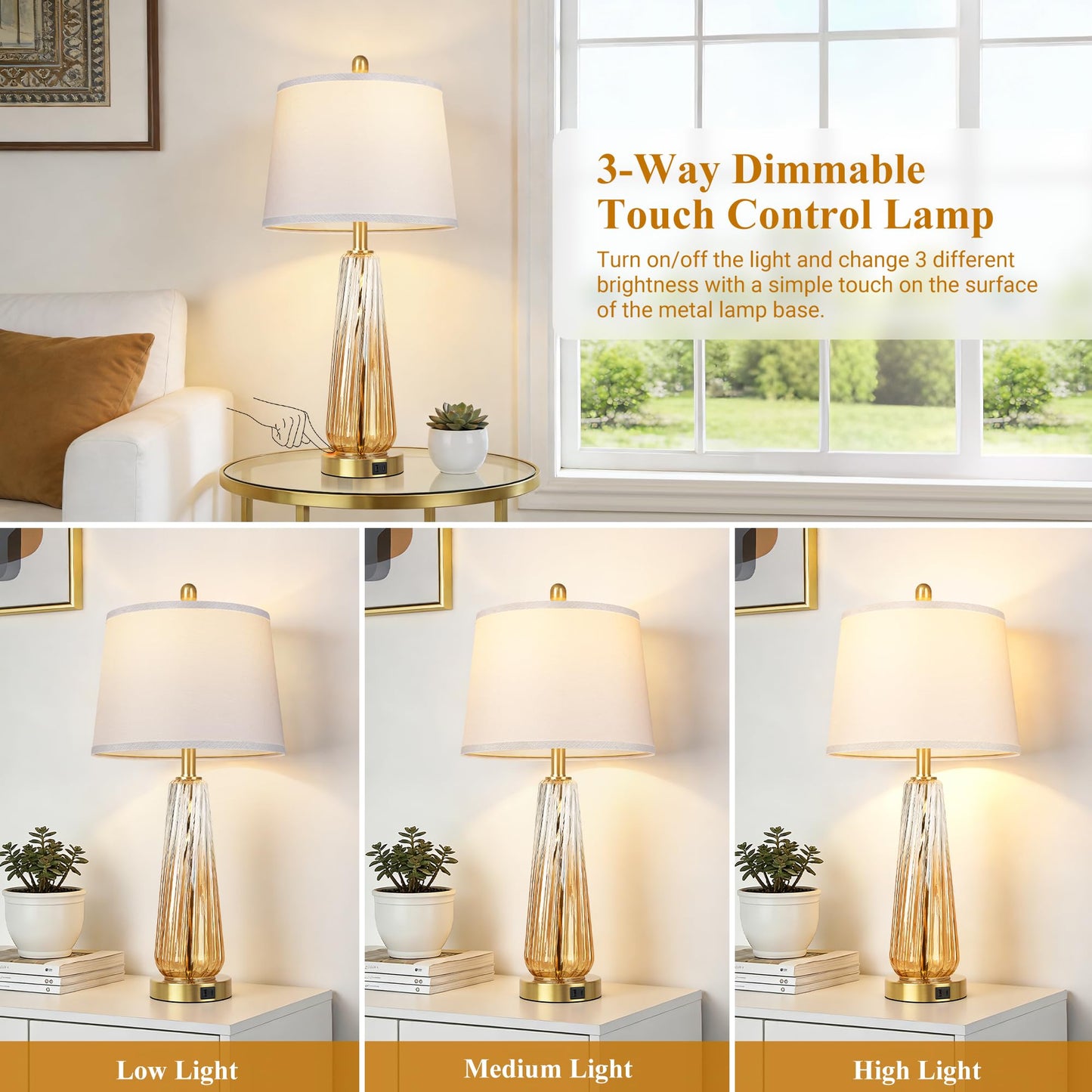 Glass Table Lamps Set of 2 (2 Count)