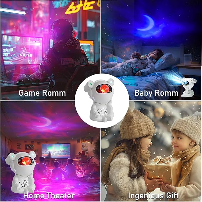 Astronaut Galaxy Projector, Star Night Light with Timer and Remote, Space Projector with Moon Lamp for Bedroom, LED Nebula Lamp for Kids Adults Room Decor(White), Birthdays Gifts