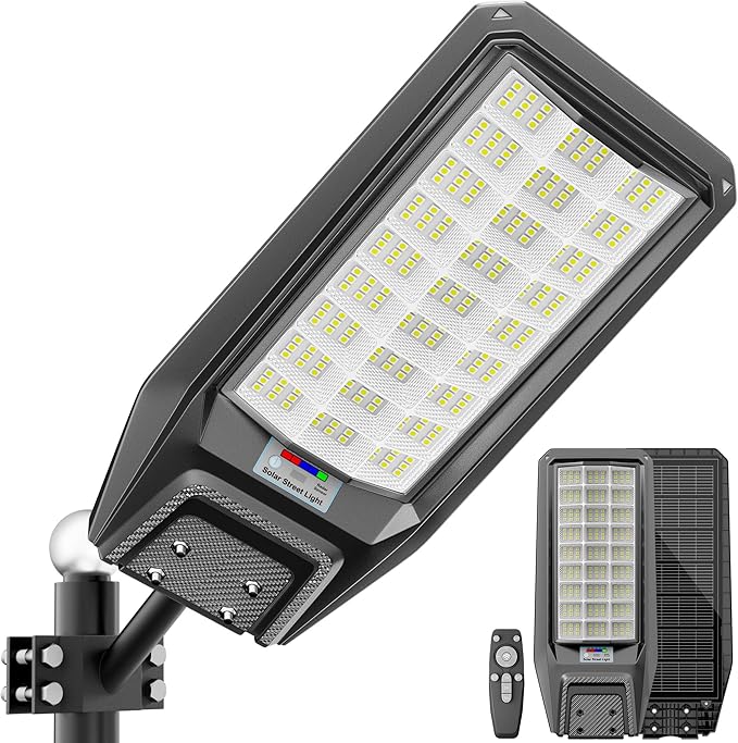 8500W Solar Street Light Outdoor Waterproof, 250000LM Large Commercial Light Solar Powered Dusk to Dawn LED Security Flood Lights with Remote/Motion Sensor, IP67 for Parking Lot/Garden/Yard