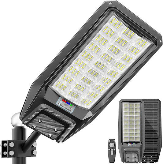 8500W Solar Street Light Outdoor Waterproof, 250000LM Large Commercial Light Solar Powered Dusk to Dawn LED Security Flood Lights with Remote/Motion Sensor, IP67 for Parking Lot/Garden/Yard