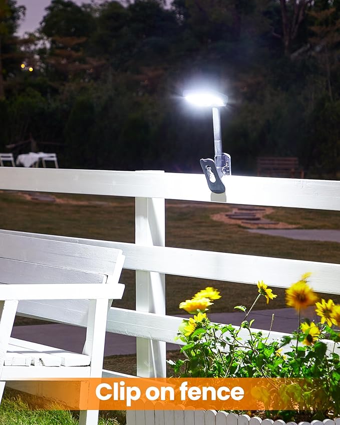 Clip On Solar Lights Outdoor, Motion Sensor Outdoor Lights, 92 LEDs 600LM Solar Fence Lights Outdoor Waterproof LED,Solar Lights for Fence, Deck, Gutter,Camping (4, Black-6000K)