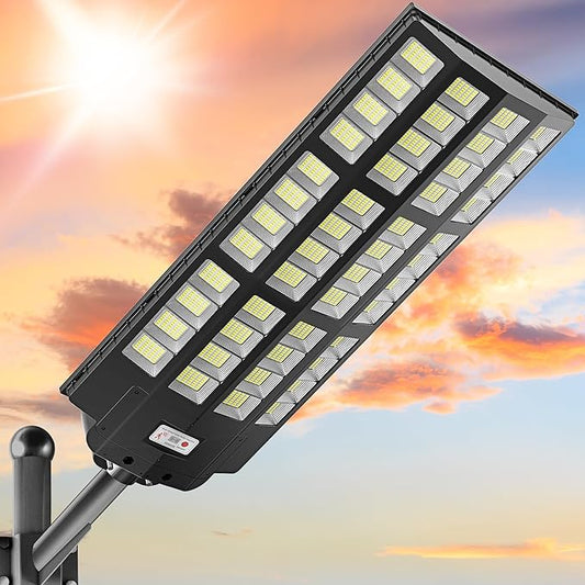 11000W Solar Street Lights - Wide Angle Solar Lights Outdoor Motion Sensor, Commercial Parking Lot Light Dusk to Dawn, 7000K LED Street Light IP66 Waterproof with Remote Control (1Pack)
