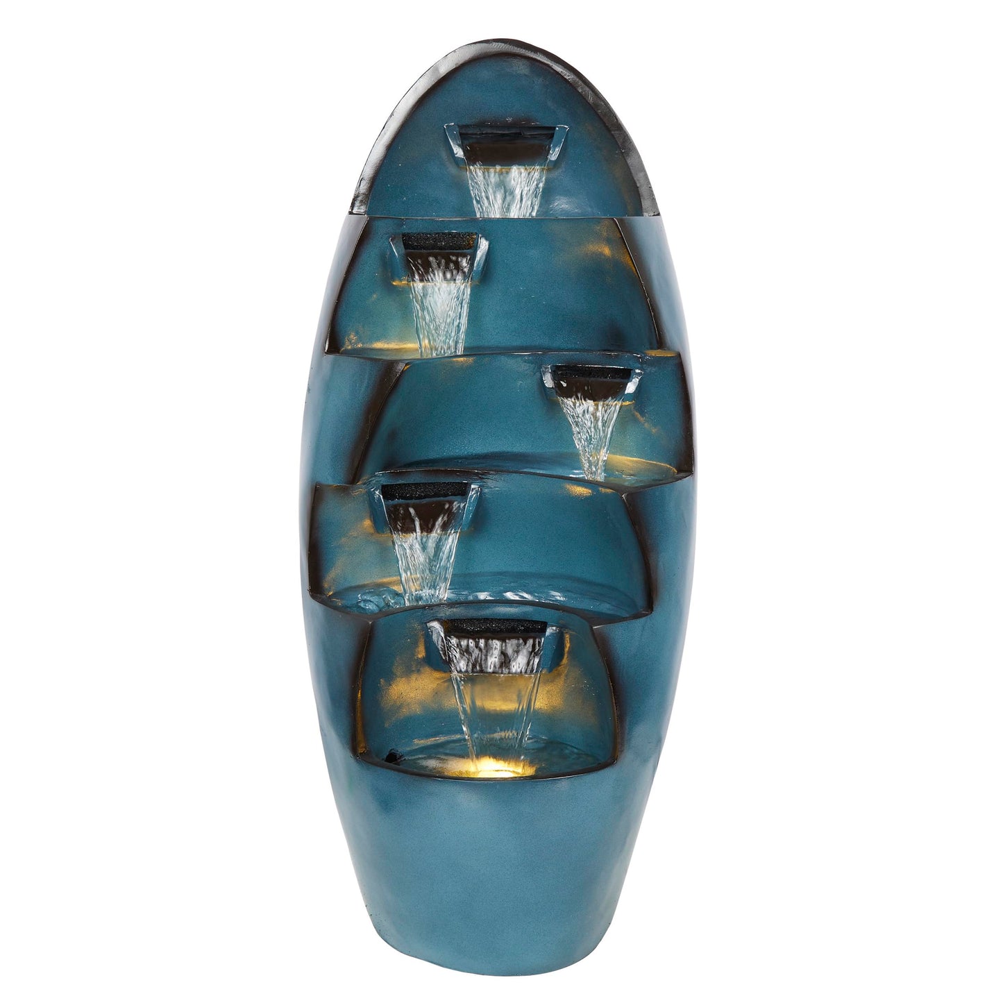 39" Tall 5 Tier Cascading Waterfall Fountain with LED Lights