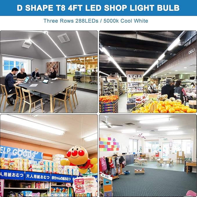 SHOPLED Led T8 Bulbs 4ft, 36W 4680LM 5000K Daylight White, Double End Powered, Plug and Play or Ballast Bypass, Type A+B T8 Led Bulbs 4 Foot F32T8 or F40T12 Fluorescent Light Bulbs Replacement 25 Pack