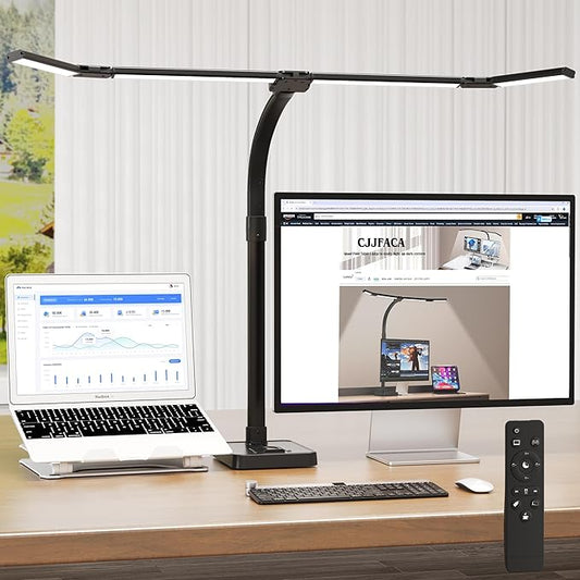 Office Home Desk Lamp,24W Super Bright Eye-Care Desk Lamp,Adjustable Gooseneck Office LED Task Light with Soft Non-Glare Lighting,Suitable for Studying,Reading (Black) (Plus) - Aura Lighting