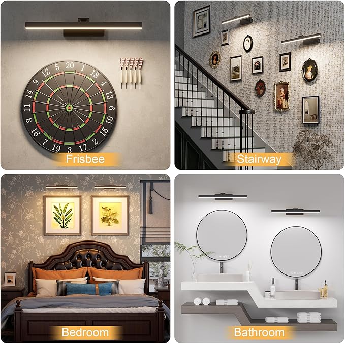 15.7" 10000mAh Rechargeable Picture Wall Light,3CCT Dimmable Wall Sconce with Remote/Touch Control,Battery Operated Art Light for Paintings,Display, Wall, Artwork, Gallery(Black,1Pack)