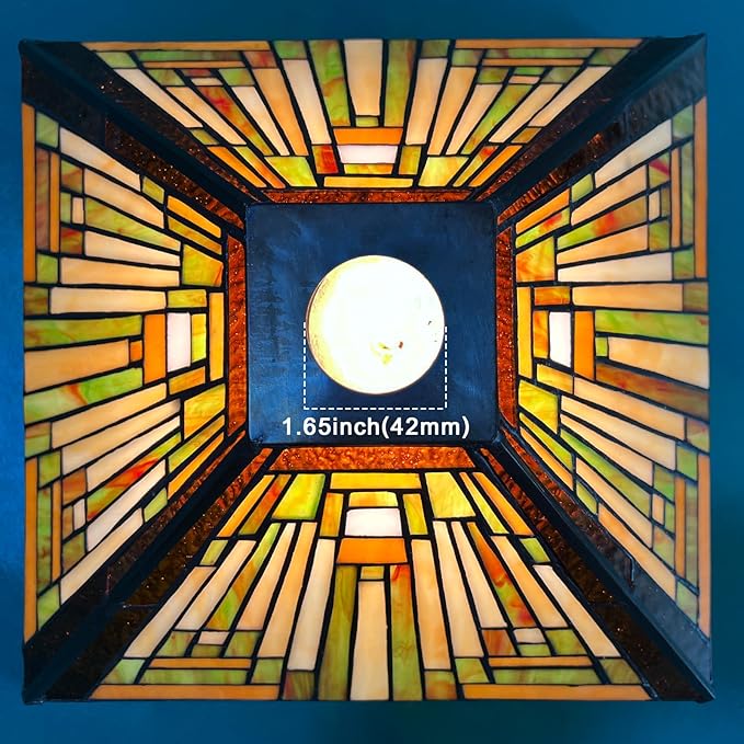 Capulina Tiffany Lamp Shade 12 Inches Wide Accessories Replacement Amber Brown Mission Tiffany Style Stained Glass Lampshade for Torchiere Floor Lamp and Pendant Light