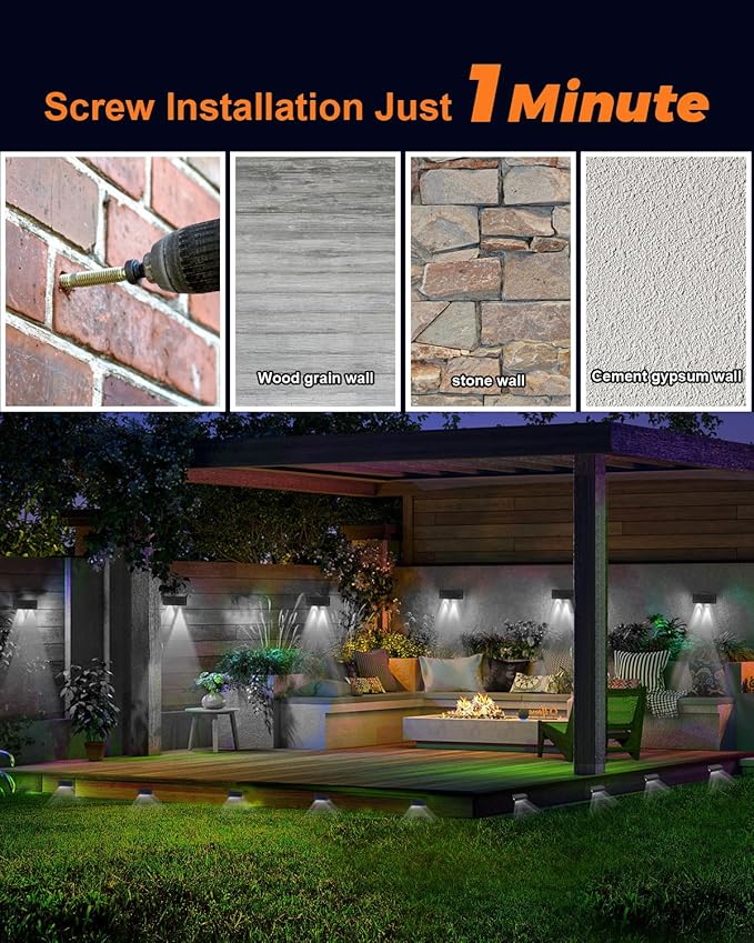 Solar Fence Lights Outdoor Waterproof LED Spot Lens for Step, Wall, Deck, Patio, Yard, Rail, Garage, Pool, Stair, Walkway, Garden Landscaping Enhanced Security Easy Install Cool White 8 Pack