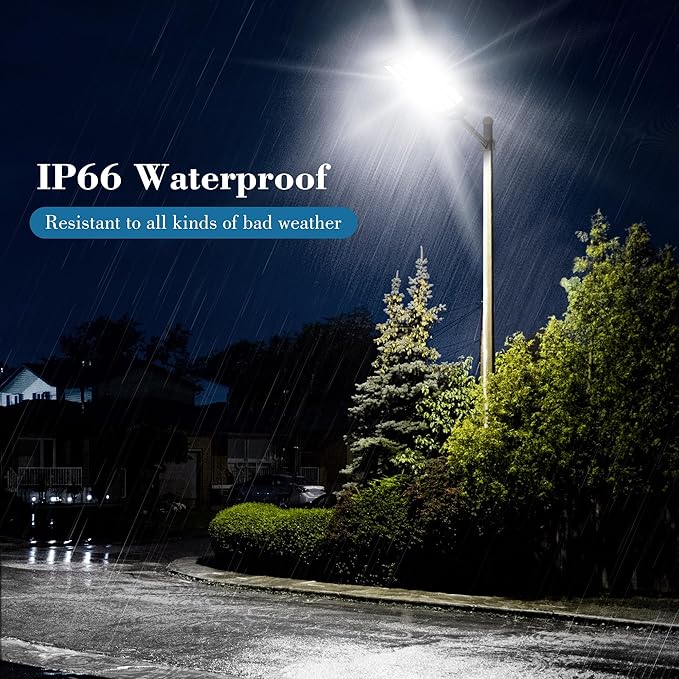 10000W Solar Street Lights, 7000K Solar Lights Outdoor Motion Sensor, Commercial Parking Lot Light Dusk to Dawn, 320° Wide Angle Solar Street Lights Outdoor IP66 Waterproof for Yard(2 Pack)