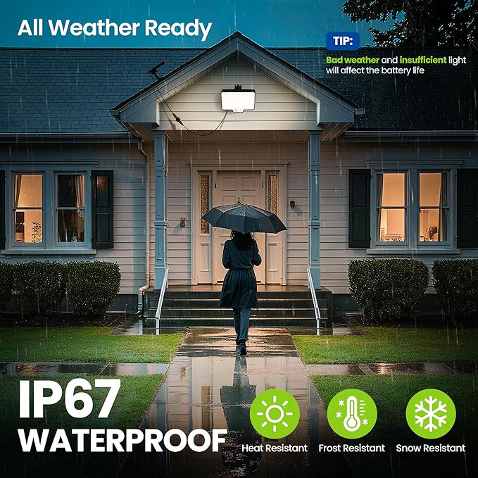 Solar Flood Lights Outdoor, 294 LED Motion Sensor Outdoor Lights, IP67 Waterproof Solar Flood Light for Outside, 3000LM Angle Adjustable Security Spot Lights for Porch Patio Yard Garage, 2 Pack 4000K