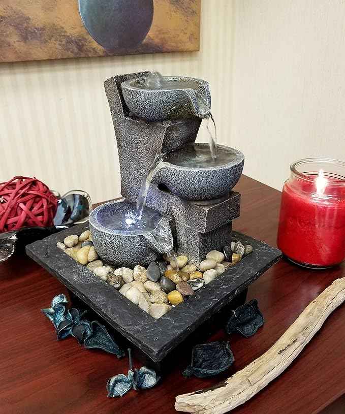Danner Manufacturing, Inc., Aura Meditation Fountain with 3 Tiered LED Waterfall, Pack of 1, 03801