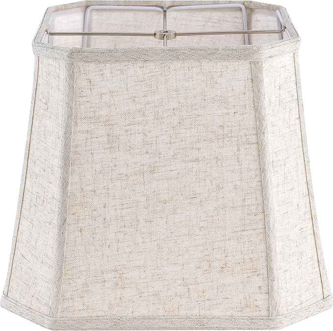 1 Pack Beige Linen Square Lamp Shade 10"Top × 13" Bottom × 10.5" High(Spider) Square Cut Corners, Handcrafted, Easy Assembly Medium Modern lampshade for Table & Floor Lamps By GO&SO
