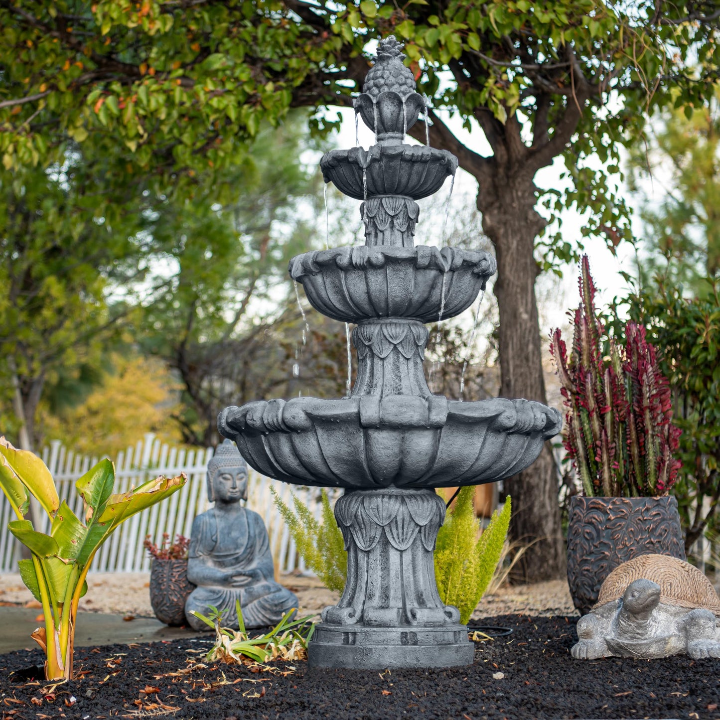 58.3" 3 Tier Outdoor Freestanding Water Fountain
