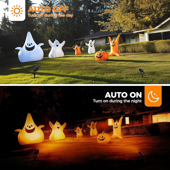 L LOHAS LED Halloween Orange and Purple Spotlights Outdoor, Auto On/Off 5W 120V Landscape Lighting for for House, Holiday, Trees, Decoration, 450LM IP66 Waterproof, UL Listed, 2 Pack - Aura Lighting