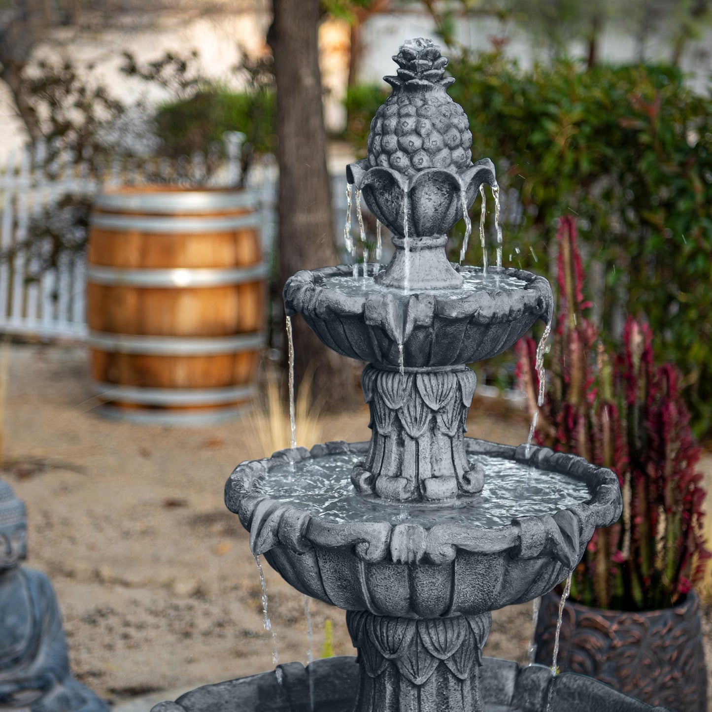 58.3" 3 Tier Outdoor Freestanding Water Fountain