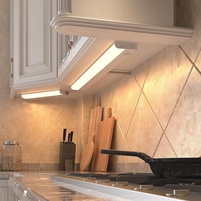 Getinlight 30-inch Hardwired Only 3 Color LED Under Cabinet Lighting, Selectable 3000K/4000K/5000K, Dimmable, Matte White Finished, ETL Listed, IN-0201-14-WH-345K