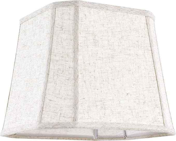 GO&SO 13 Inch Square Lamp Shades Medium,2 Pack Beige Linen Table Lamp Shade 10" × 13"× 10.5" (Spider) Modern Cut Corners Replacement Lampshade for Medium Table & Floor Lamps, Easy Assembly