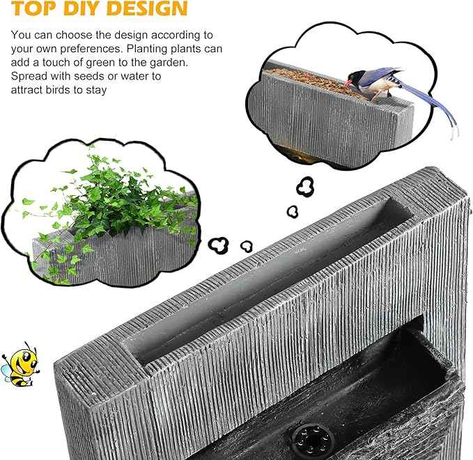 TITIMO 49.6''H Cascading Rock Water Fountain Outdoor Garden Waterfall with Lights, Fountain Indoor Decor for Garden, Patio, Backyard, Deck, Porch and Home Art Decor