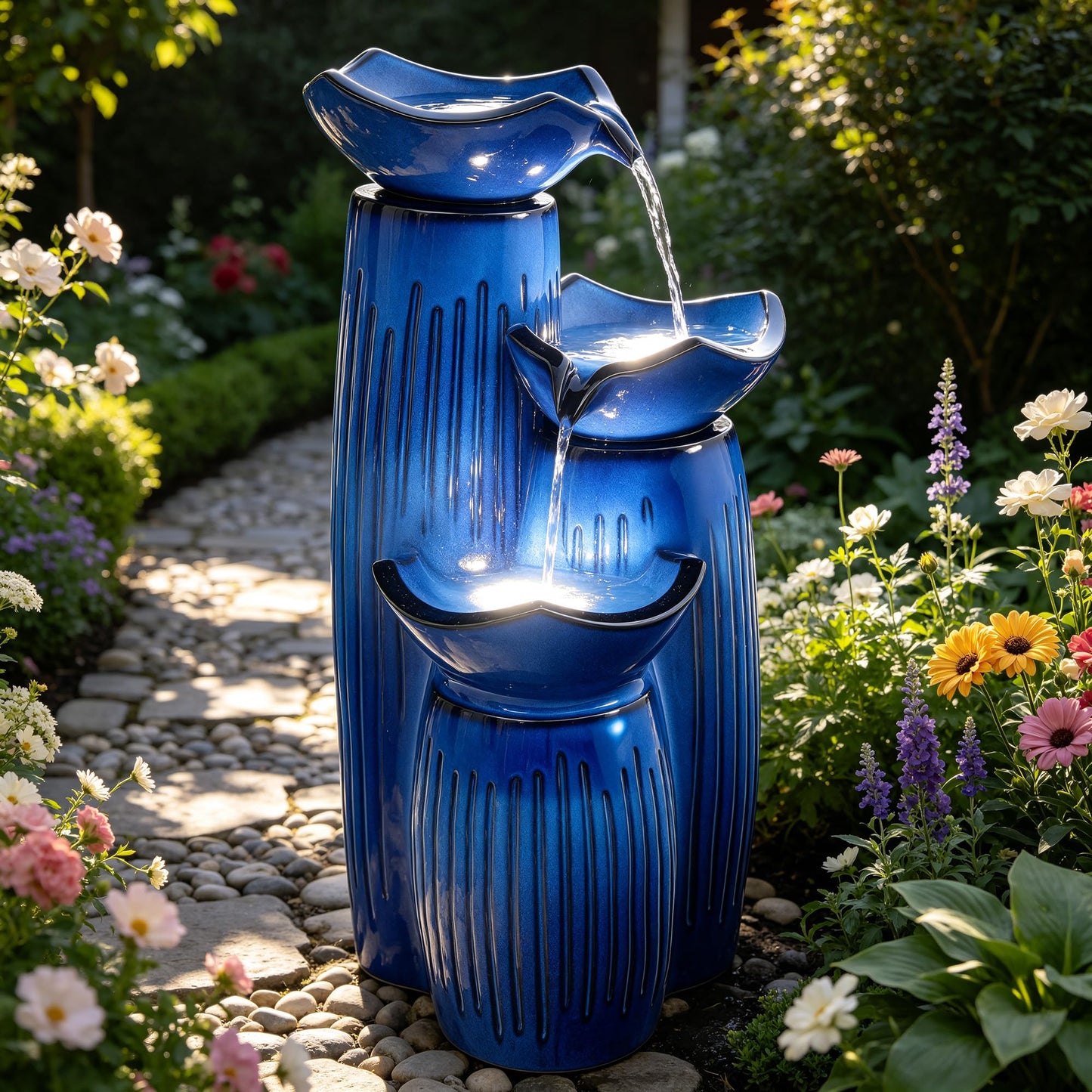 Autodaya 30" H Modern Ceramic Outdoor Water Fountain
