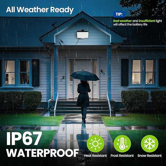 Solar Flood Lights Outdoor, 294 LED Motion Sensor Outdoor Lights, IP67 Waterproof Solar Flood Light for Outside, 3000LM Angle Adjustable Security Spot Lights for Porch Patio Yard Garage, 4 Pack 7500K