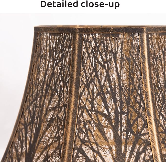 Metal Forests Lamp Shade,vintage Crafted rectangle lamp shade,decorative lamp shades,replacement buffet lamp shade,6.5" x 12"x 10" Inch lampshades for table lamp and floor lamps (Antique Bronze&Gold)
