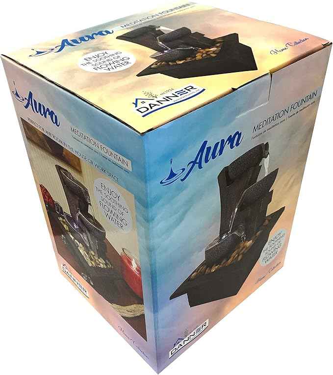 Danner Manufacturing, Inc., Aura Meditation Fountain with 3 Tiered LED Waterfall, Pack of 1, 03801