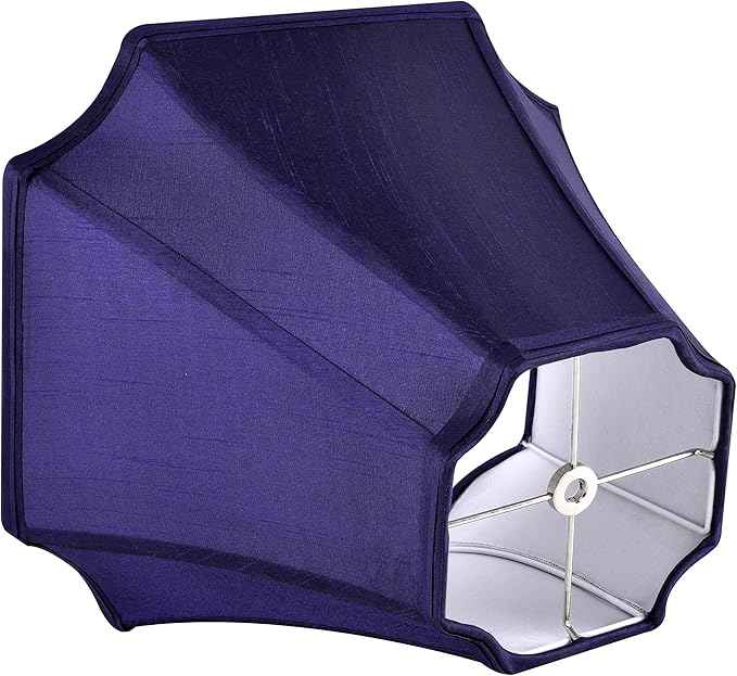 GO&SO Medium Blue Lampshades Square Cut Corner Lamp Shades for Floor and Table Lamps, 6.5x13.2x10.6", Blue, Natural Faux Silk Lampshade Bell Replacement, Handcrafted, Easy Assembly Required (Set of 2)