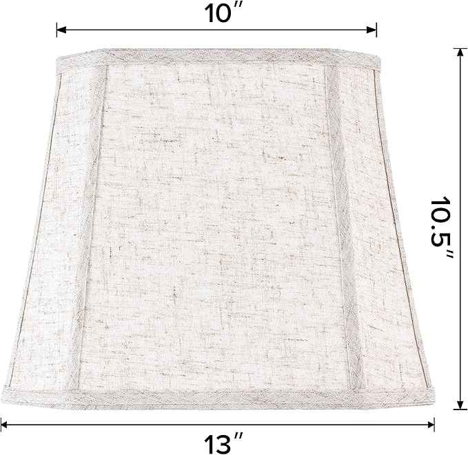 1 Pack Beige Linen Square Lamp Shade 10"Top × 13" Bottom × 10.5" High(Spider) Square Cut Corners, Handcrafted, Easy Assembly Medium Modern lampshade for Table & Floor Lamps By GO&SO