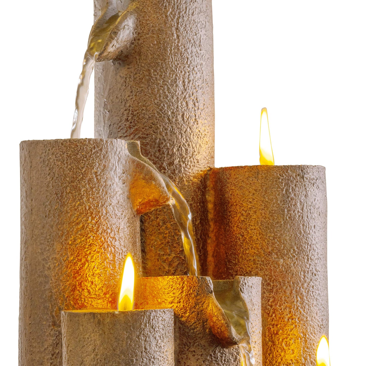 WCT202 Indoor Tabletop Tiered Water Fountain Featuring 3 Candles for Desktop and Table