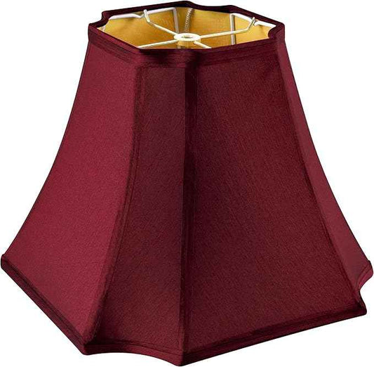 GO&SO Medium Burgundy Red Lampshade Square Cut Corner Lamp Shade for Floor and Table Lamps, 6.5x13.2x10.6", Burgundy, Natural Faux Silk Octagonal & Bell Lampshade,Easy Assembly Required