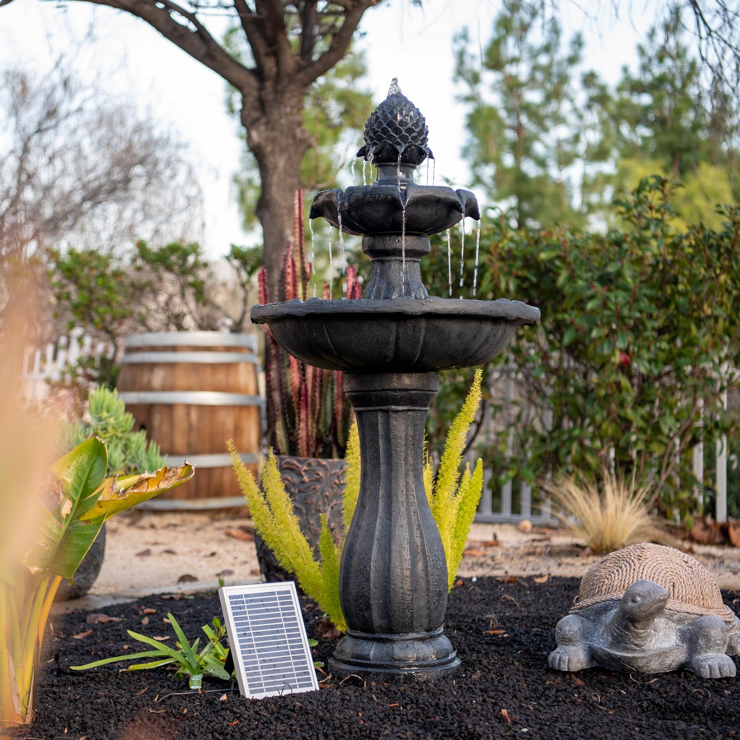 44" Solar Powered Outdoor Fountain