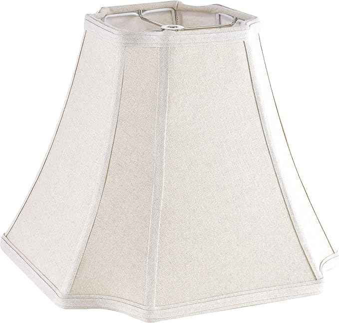 GO&SO Bell Lamp Shade Set of 1 Medium Square Cut Corner,6.5" x 13.2" x 10.6" (Spider) Dark Beige Fabric Lamp Shades for Table and Floor Lamps,Octagonal Lampshades Replac Bedroom,Easy Assembly