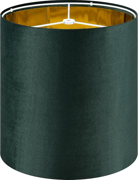 GO&SO 1 Pack Drum Lamp Shade Small for Bedside Lamps, 10*10*10 Inch , Green Lampshades fit with Spider , Modern Farmhouse Lamp Shades for Table Lamps, Wall Lamps Replacement Bedroom，Required Assembly