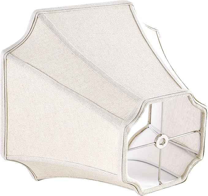 GO&SO Medium Bell Lamp Shades Set of 2,6.5" x 13.2" x10.6" Spider Square Cut Corner Lamp Shade for Table Lamps and Floor Lamp-Vintage Natural Fabric Dark Beige Lampshades Replacement Easy Assembly