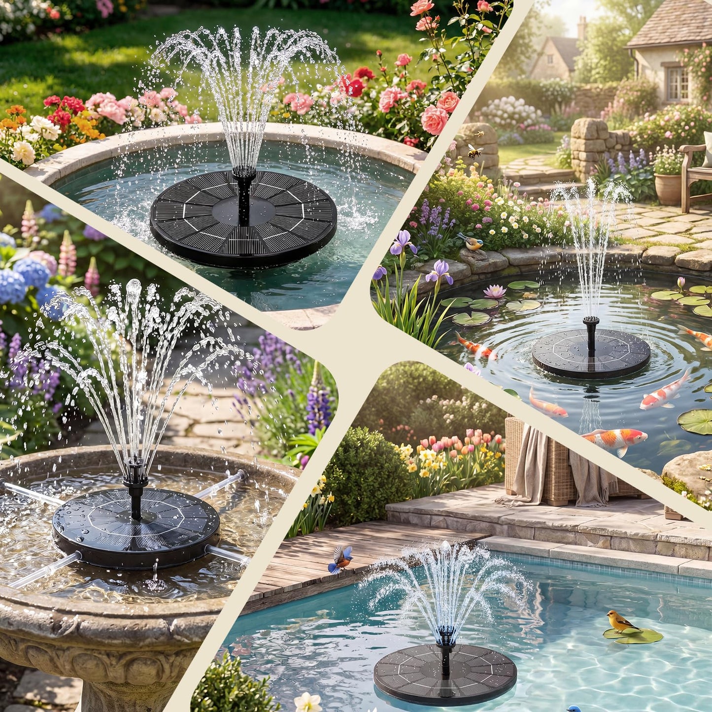 3.5W Solar Fountain with 1500 mAh Battery
