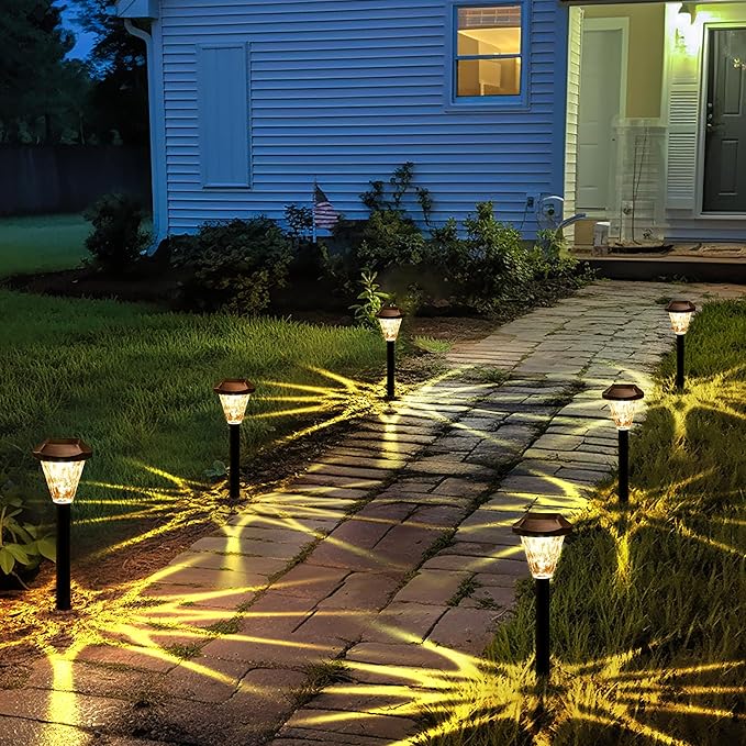 GIGALUMI 16 Pack Solar Lights Outdoor Waterproof,New Upgraded for Outside,Solar Outdoor Lights for Garden,Patio,Lawn,Yard and Landscape(Warm White)