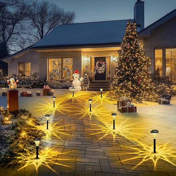 GIGALUMI 8 Pack Solar Lights Outdoor Waterproof,New Upgraded Solar-Powered Lights for Outside, Garden, Outdoor Light for Patio,Lawn,Yard and Landscape(Warm White)